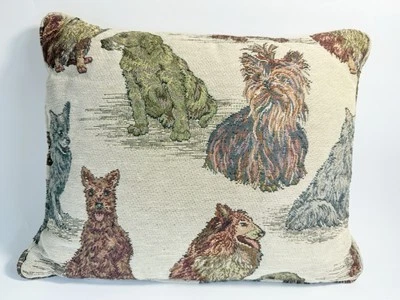 Embroidered Dogs Decorative Throw Pillow 16” x 13” Yorkie Collie And More - Image 1 of 4