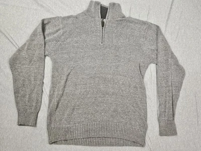 Suéter Oscar De La Renta Para Hombres Gris Medio Media Cremallera Cuello Simulado Tejido Pullover Foto 1 de 4