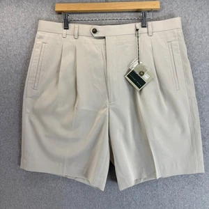 Cutter & Buck Mens Pleated Golf Shorts Beige Khaki Casual Summer Size 38 x 9 NWT - Picture 1 of 13
