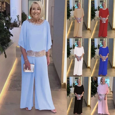 2 Pieces Womens Party Sequins Loose Suit Tops Wide Legs Pants Co Ord Set Outfits - Image 1 of 4