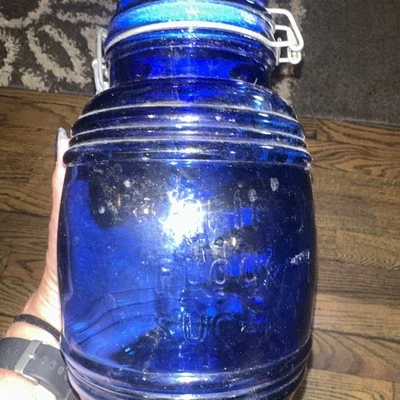 Cobalt Blue Cracker Barrel Style Canister Jar 2 QT Cookies Flour Sugar EXCELLENT - Image 1 of 4