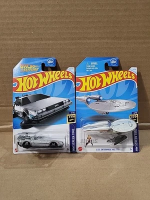 Hot Wheels 2 Car Lot Star Trek U.S.S. Enterprise Back To The Future Hover Mode - Image 1 of 4