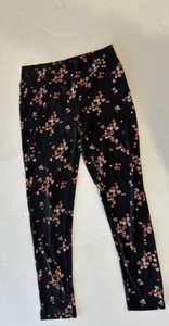 Girls Crown of Hearts Black Floral Leggings Size Large - Picture 1 of 3
