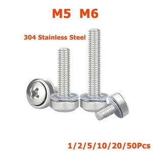 M5 M6 Stainless Steel Phillips Pan Head Crown Machine Screws Bolts Button Screw - Picture 1 of 15
