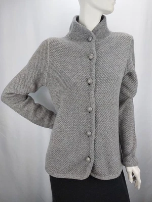 WALBUSCH Damen Strickjacke 100 % Merinowolle Grobstrick Melange Gr. 36 M/L Grau - Bild 1 von 4