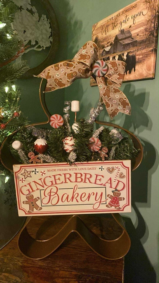 Rustic Metal Gingerbread Girl Huge Cookie Cutter Table Accent/Wreath Christmas - Image 1 of 1