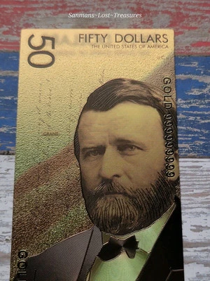  🚨 24K Gold Ulysses S Grant 2021 $10 Dollar Bill Novelty Banknote. W/C.O.A.🇺🇲 - Image 1 of 4