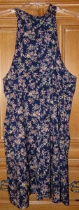 SHEIN CURVE WOMENS SIZE 4XL FITS LIKE 3X BLUE FLORAL HIGH NECK A-LINE DRESS - Picture 1 of 4