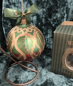 Vintage Waterford Erbstück Pfau Grande 4" Glas Weihnachtskugel Ornament mit Box - Bild 1 von 6