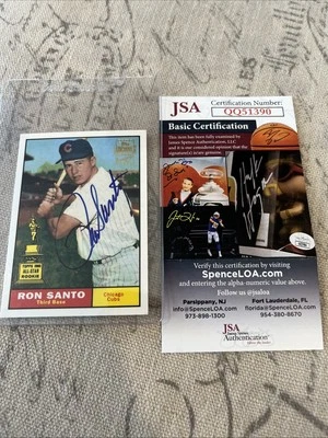 2001 Topps Archives On Card Autograph 1961 Rookie Ron Santo Chicago Cubs JSA - Image 1 of 4