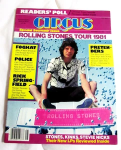 Circus Magazine Nov 30 1981 Rolling Stones Police Rick Springfield Near MINT Z1 - Picture 1 of 2