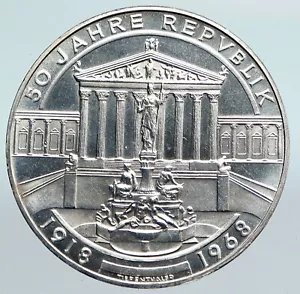 1968 AUSTRIA Vienna Parliament VINTAGE OLD Proof Silver 50 Shilling Coin i90028 - Picture 1 of 3