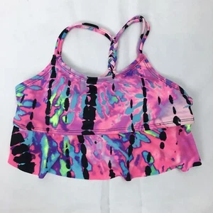 NWT Justice Girl Size 10 Pink Swim Top Ruffle Halter - Picture 1 of 4