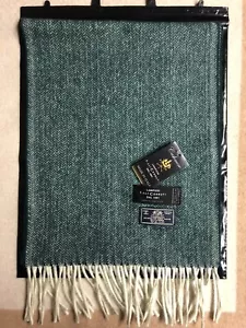 sciarpa Fantasia Chevron Verde Con Frange Bianco Made In Italy - Imagen 1 de 15