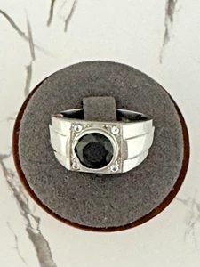 Faceted Black Onyx Stainless Steel Ring SZ.11 ~ 204 - Picture 1 of 5