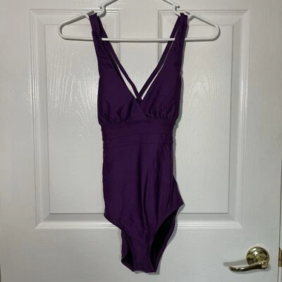 Traje de baño Athena nuevo con etiquetas de una pieza talla 6 púrpura liso cruz cruz original $109 Foto 1 de 4