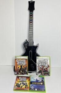 GIBSON Les Paul XBOX 360 GUITAR HERO Wireless CONTROLLER W/ GAMES Tested Bundle