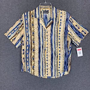 Bonworth Top PS NOS Womens Button Down Short Sleeve Hawaii Tribal 90s Y2K Rayon - Picture 1 of 12