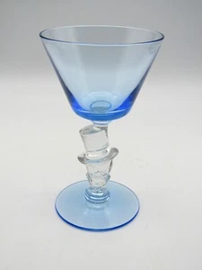 MORGANTOWN "TOP HAT" KNICKERBOCKER BLUE COCKTAIL STEM GLASS (5 1/8" tall) - Picture 1 of 3