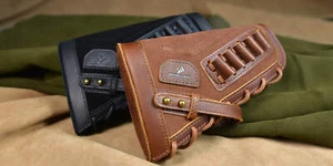 No-drill Leather Rifle Buttstock Sleeve Gun Cheek Rest for .300win .30-30 .22MAG - Picture 1 of 59