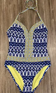 Bleu Rod Beattie One Piece Swimsuit Women’s Size 4 Blue White Yellow EUC - Picture 1 of 5