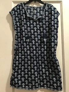 Vineyard Vines Girls floral Embroidered Dress Navy White Sleeveless Sz M EUC - Picture 1 of 5