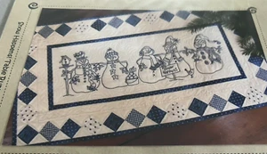 Snowmen Embroidery Quilt Pattern Table Runner Snow Happens Quilted Christmas - Picture 1 of 5