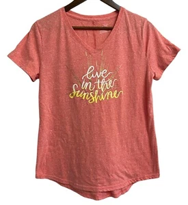 Tek Gear Dry Tek T-shirt Womens Medium Live in the Sunshine Short Sleeve Pink - Picture 1 of 8