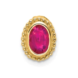 14k Yellow Gold Oval Cut Ruby Chain Slide Pendant Gift For Women - Picture 1 of 4