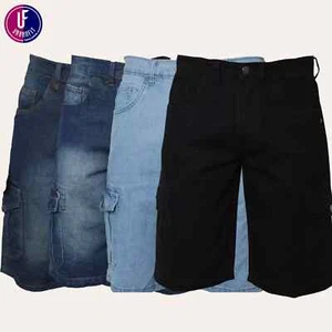 Mens Denim Shorts 100% Cotton Regular Fit Half Pants Jeans Cargo Shorts (171819) - Picture 1 of 16