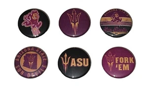 1" SET OF 6 ASU ARIZONA STATE SUN DEVILS BADGE BUTTONS PINS PINBACK [P599] - Picture 1 of 2