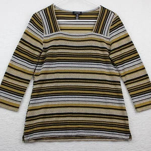 Jones New York Square Neck Knit Top Blouse Women's Size Small Striped - Picture 1 of 13