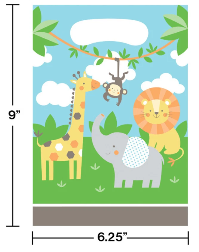 Jungle Animals Favor Bags (8) - Giraffe Monkey Lion Elephant Party Supplies - Image 1 of 1