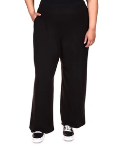 $98 Michael Kors Womens Ribbed Elastic Waist Straight Leg Pants Black Size 0X - Picture 1 of 1