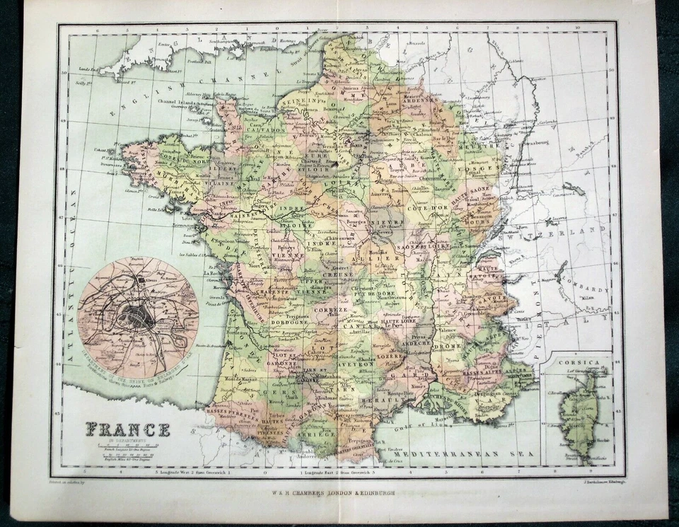 FRANCE  - antique Map circa 1900 - Image 1 of 1