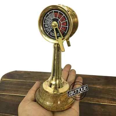 Hermoso Antiguo Latón Barco Sala de Máquinas Telégrafo Marino Funcionamiento Náutico 7" Gf Foto 1 de 4