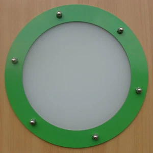 OJO DE BUEY PARA PUERTAS ACERO INOXIDABLE VERDE phi 230 mm plano - Imagen 1 de 17