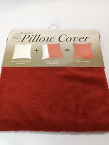 New Decorative Pillow Cover 18 x 18" Soft Red Polyester Floral - Picture 1 of 8