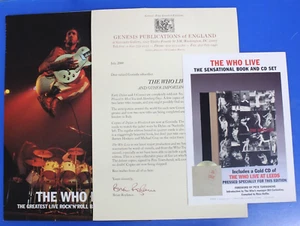 RARE GENESIS PUBLICATIONS The Who Live Promotional Mailing W/Original Mailer! - Picture 1 of 8