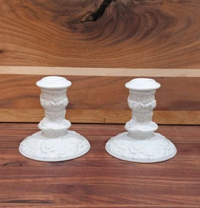 2er Set, Kerzenständer Fenton Milchglas Kohlrose - Bild 1 von 9
