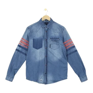 Armani Jeans Denim Shirt Mens Size M Blue Snap Buttom Regular Fit - Picture 1 of 15