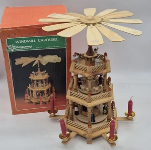 Vintage Christmas Nativity Windmill Carousel Pyramid 3 Tier Wood 24" - Picture 1 of 14