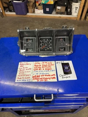 #433 1976 1977 1978 1979 Cuadro de instrumentos reconstruido F100 F150 250 F350 78/79 Bronco Foto 1 de 4