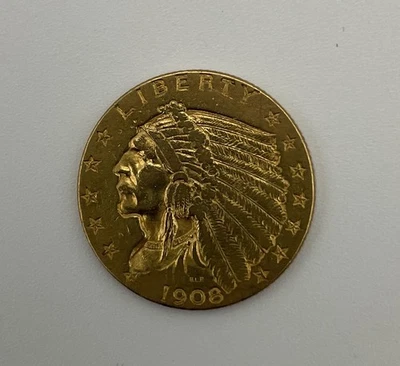 1908 Indian Head Quarter Eagle $2.50 Gold Coin - Image 1 of 2