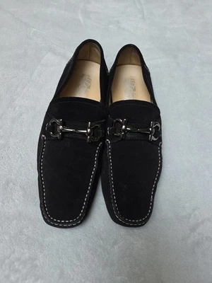 Salvatore Ferragamo Size 11 US Black Suede Driving Moccasins MS23399 EE - Image 1 of 4