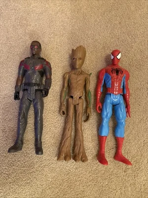 Action Figures Lot-Groot, Spider-Man, And Falcon-no Wings, 20 Avengers Pencils. - Image 1 of 4