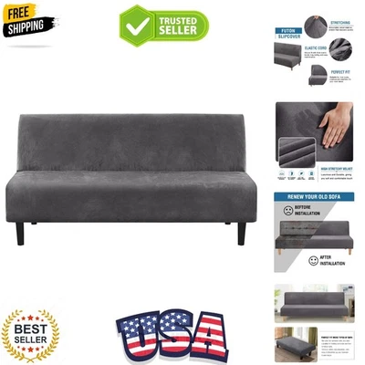 Funda de futón de terciopelo real fundas de sofá sin brazos fundas de sofá cama futón elástico... Foto 1 de 4