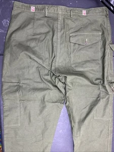 Vintage Swedish Moto Denim Military Army Green Pants 41x32 FV 56 Moto Style - Picture 1 of 9