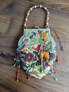 Beautiful Ziba Hand Beaded Sequined Colorful Vintage Purse Handbag Dangles - Picture 1 of 11