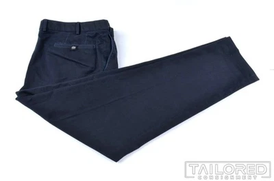 Pantalones chinos informales caqui de frente plano de algodón azul liso para hombre HILTL - 38 Foto 1 de 4